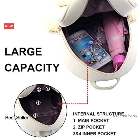 Mini Backpack Purse PU Leather 3-Piece Set Small Fashion Daypack main image 6